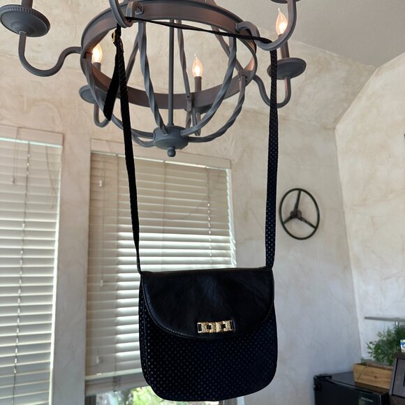 Bally Black Suede and Lizard Embossed Crossbody, Vintage, EUC - Picture 4 of 13